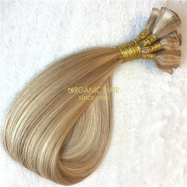 Customized color human cuticle intact hand tied wefts X232